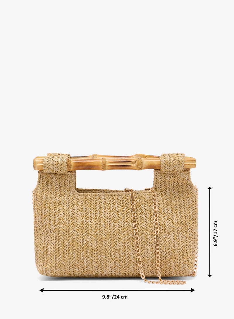 جلاموروس حقيبة يد من الرافيا بمقبض من الخيزران - Image 5